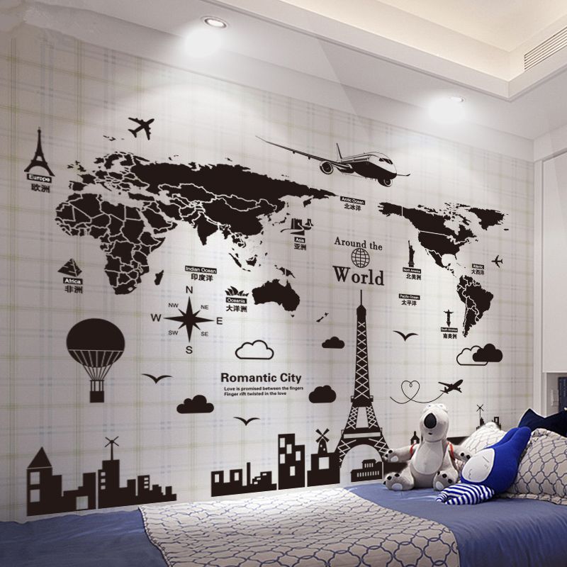 of the world wall stickers pvc material european architecture wall