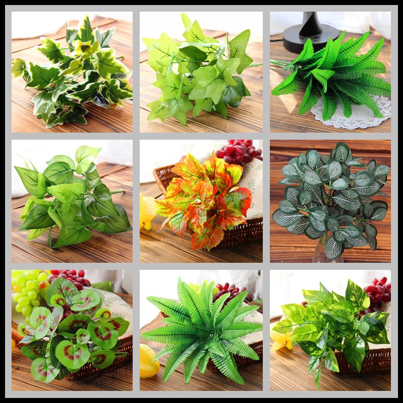 Wedding Home Decor Artificial Plants Real Touch Fake Leaves 5 7 Fork 14 Styles Party Decorative For Flower Wall
