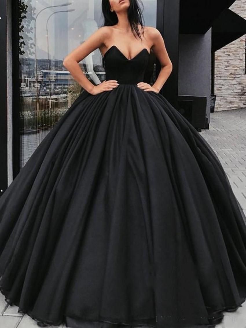 2019 Vintage Cheap Black Ball Gown Quinceanera Dresses Sweetheart Tulle