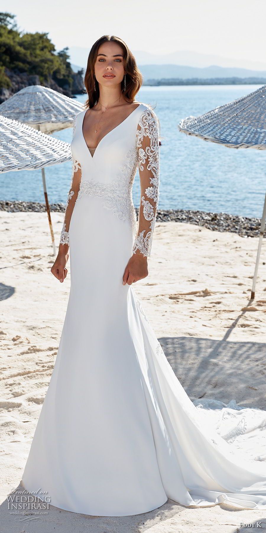long sleeve fit and flare wedding dress