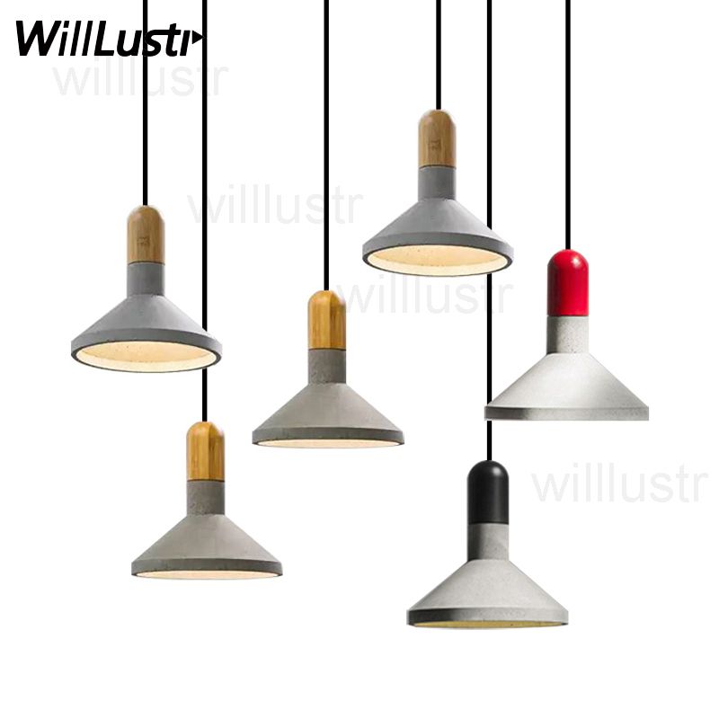 Handmade Modern Cement Suspension Lamp Dinning Living Room Wood Cap Handmade Modern Cement Suspension Lamp Dinning Living Room Wood Cap Concrete Pendant Light Hotel Restaurant Sofa Side Bedside Office Cafe Ceiling