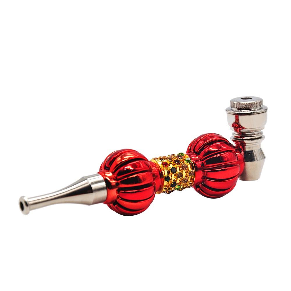 2021 New Gemstone Zinc Alloy Metal Smoking Pipe 118MM Metal Bowl