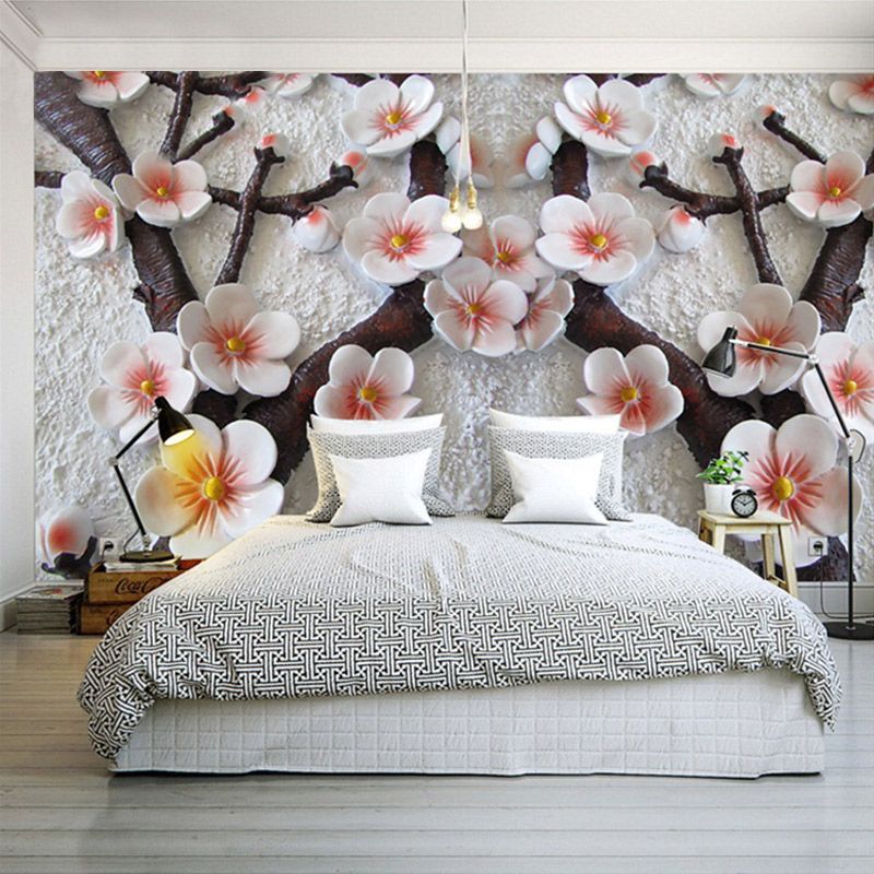 Papel pintado de foto 3d personalizado de alta calidad Mural de pared Arte moderno Pintura de pared 3D Alivio estéreo Flor de ciruelo Papel tapiz fotográfico Sala de estar