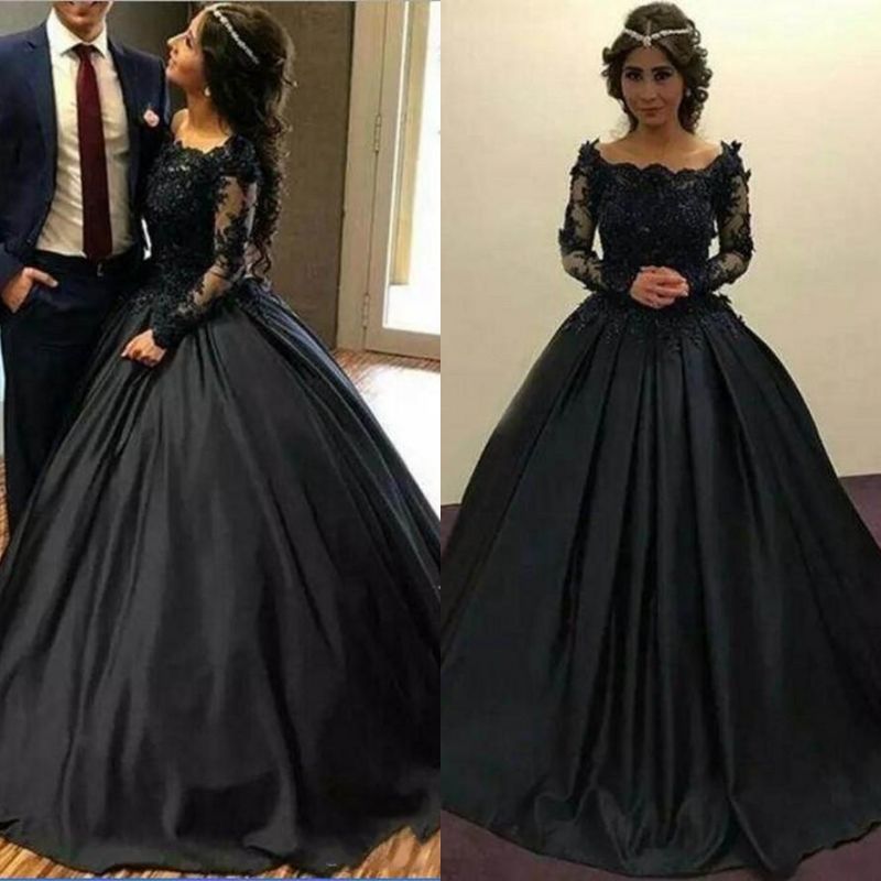 black fluffy prom dresses