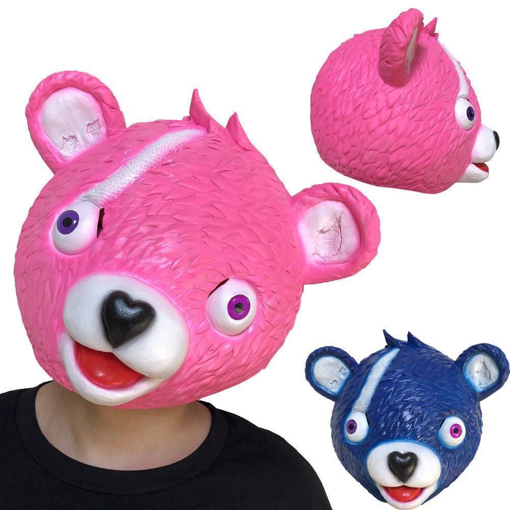 acheter 2018 2018 nouveau masque d ours rose fortnite pour enfants adultes accessoires de dessin anime casque d ours rose pour enfants halloween cosplay - nounours rose fortnite