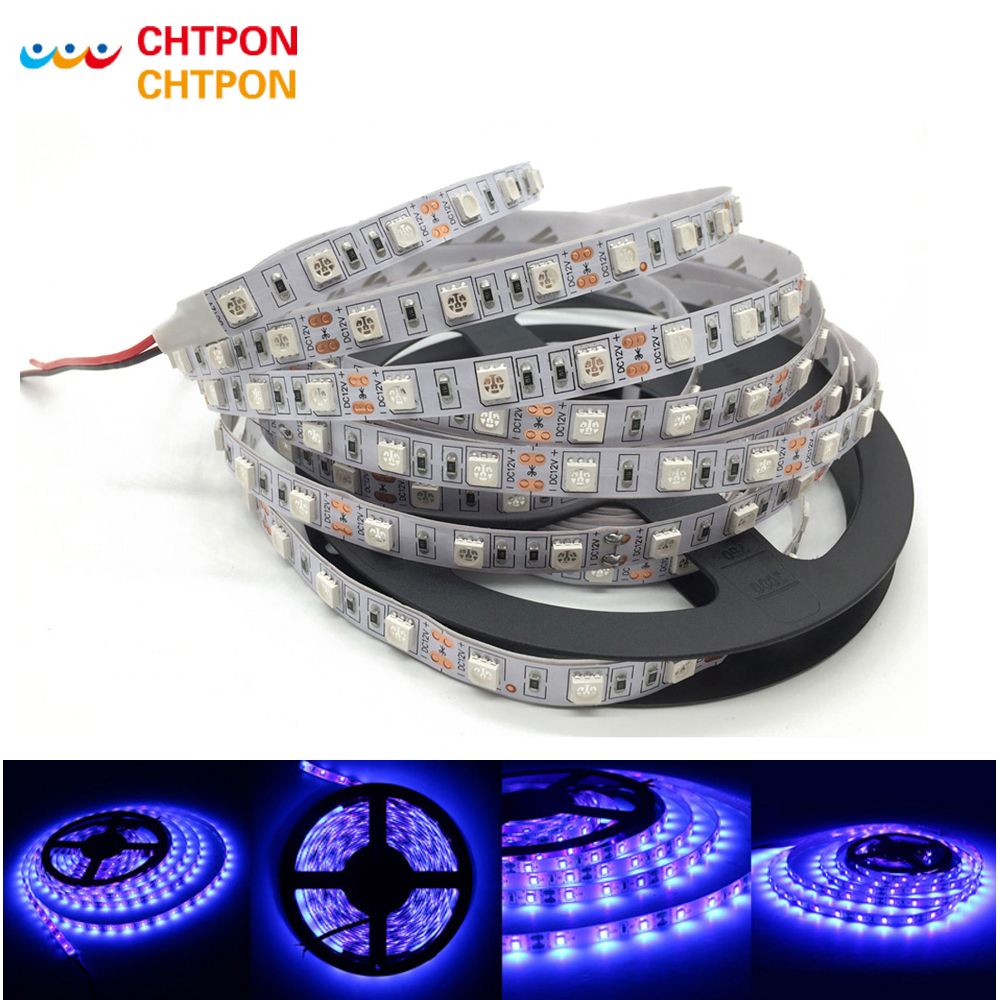 12v Uv Ultraviolet 395 405nm Led Strip Black Light 5050 Smd 60led M Waterproof Tape Lamp For Dj Fluorescence Party