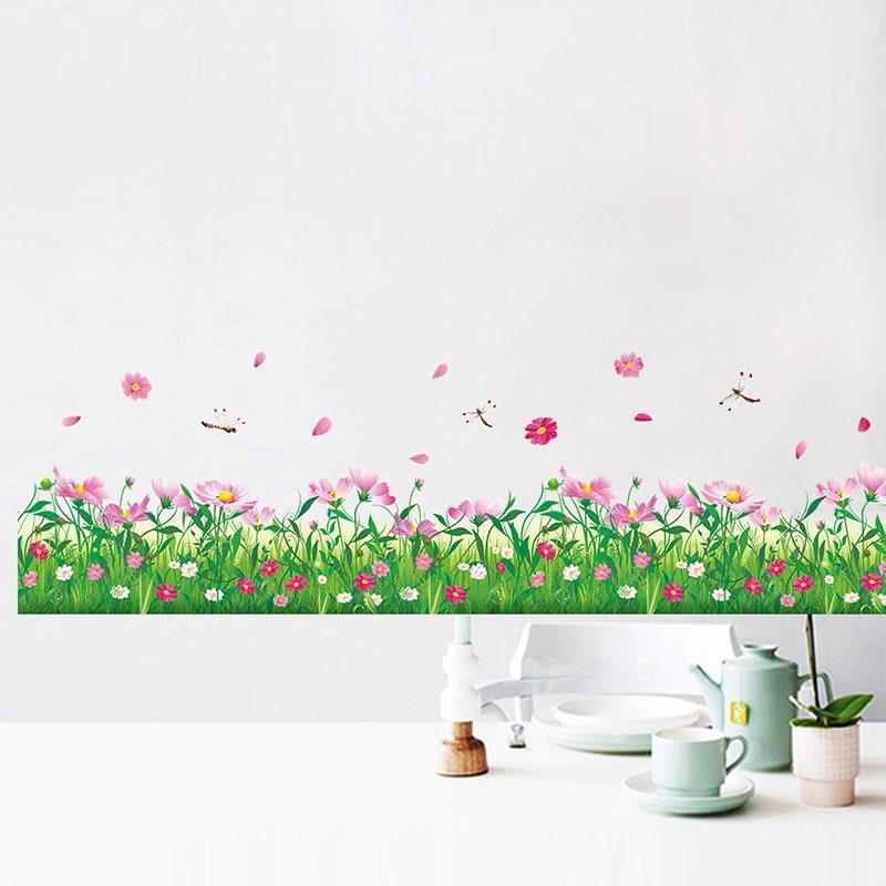 spring pink flower green grass dragonfly butterfly clover skirting
