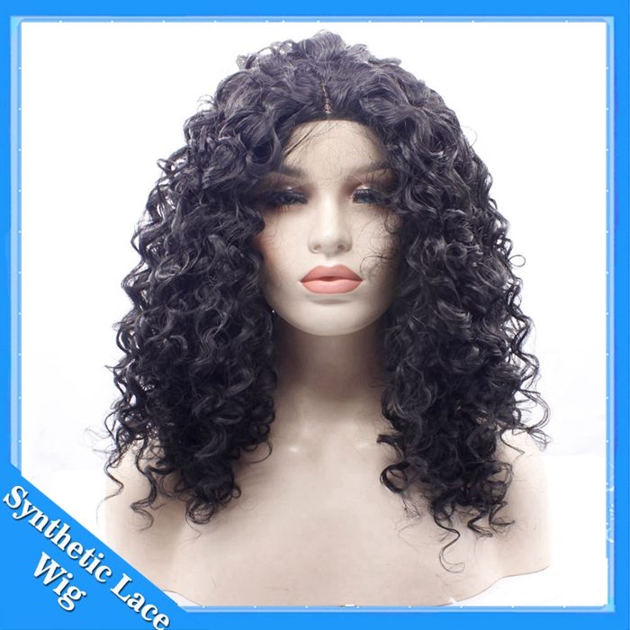 African American Wigs Fiber Afro Kinky Curly Hair Synthetic Lace Front