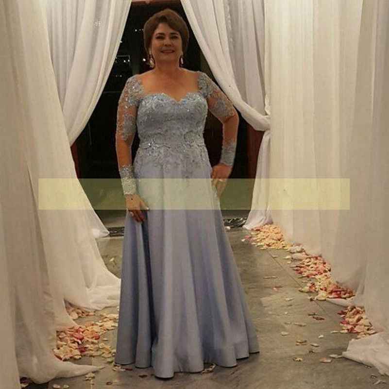 Plus Size A Line Mother Of The Bride Dresses Long Sleeves Lace ...