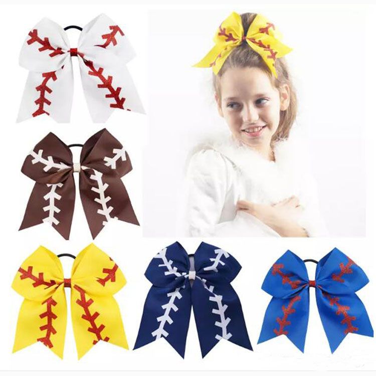 LADIES GIRLS CHILDREN LARGE HAIR BOW RIBBON FASHION 7 INCHES PONYTAIL ELASTIC UK