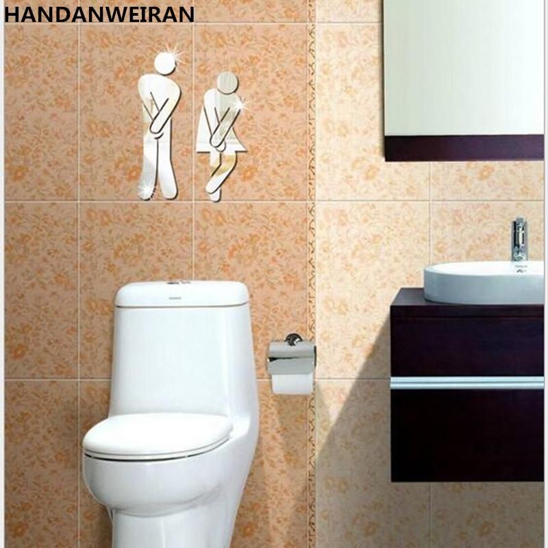 3d diy acrylic mirror wall stickers toilet toilet bar stools men