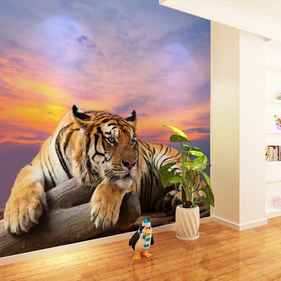 Bacaz 8d Large Tiger Mural 3d Wallpaper Animal Mural 3d Wall Tiger