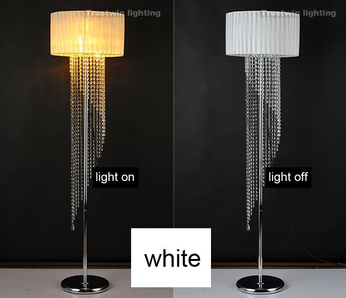 Foot Switch On Floor Lamp E14 Metal Cloth Fabric Crystal Brilliant Light Wedding Glass Standing
