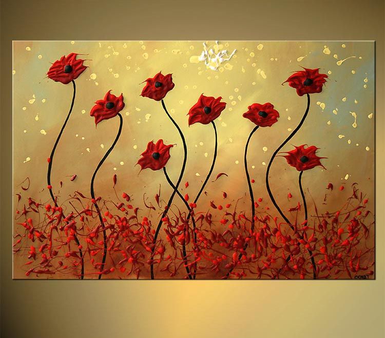 2019 Discount 100% Handmade Large Canvas Wall Art Abstract Flower Oil Painting On Canvas Living