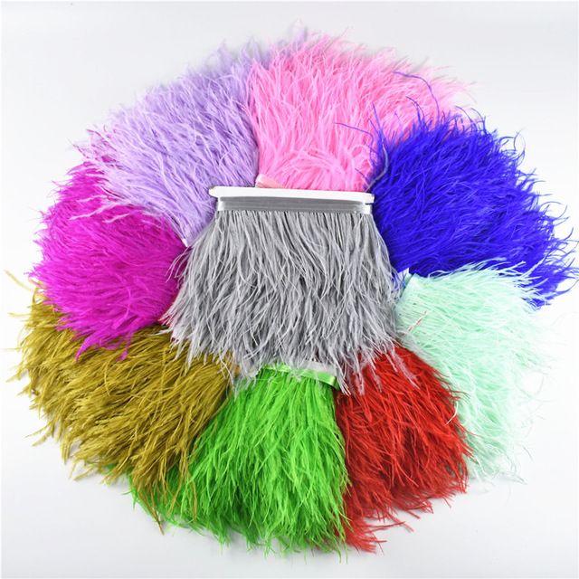 Yellow Ostrich Feather Fringe Ribbon Trim Price for 10 meter DIY Craft