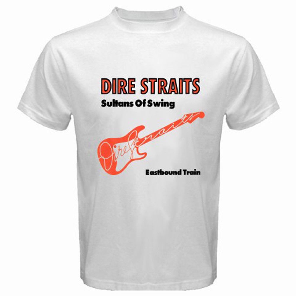 New Dire Straits Sultans Of Swing Rock Band Logo Men S White T Shirt Size S 3xl
