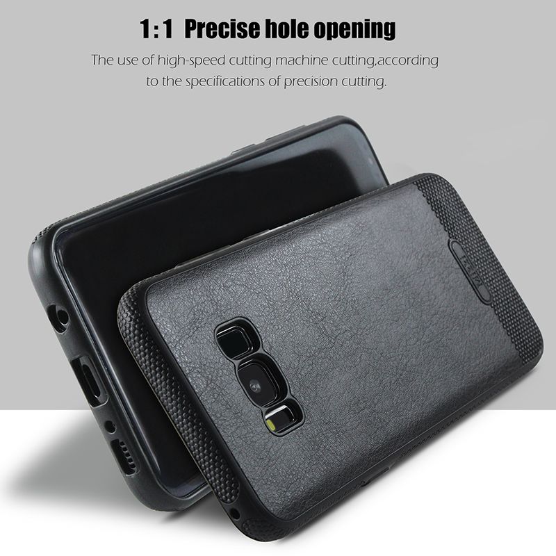 Lujo Cuero Negro Funda para Samsung Galaxy S9