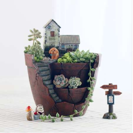 1 Pcs Bonsaï Planteur Pot Mode Dessin Animé Maison Pots De Fleurs Résine Grand Jardin Pot De Fleurs Jardin Plante Décoration Dropshipping
