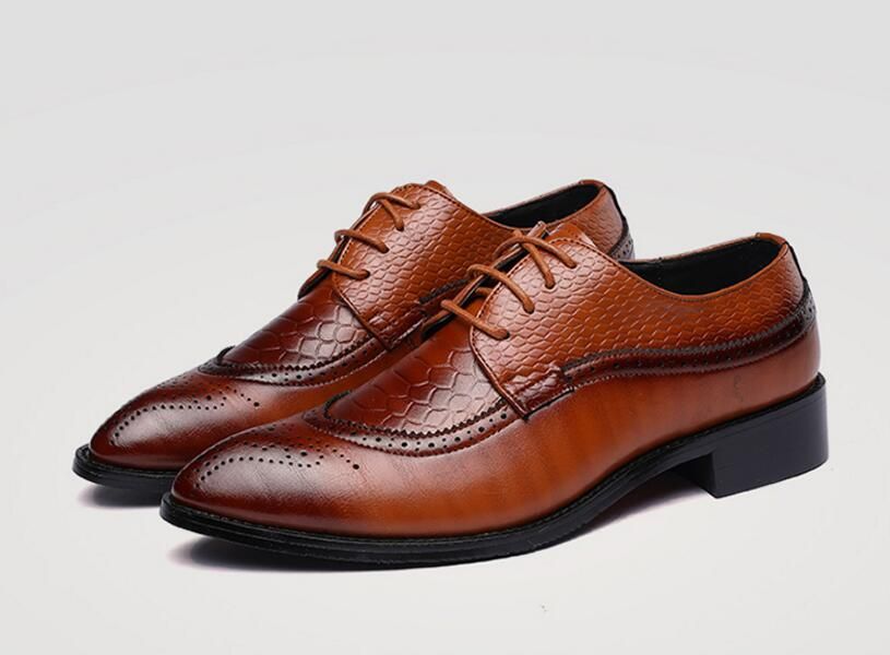 WULFUL Mens Leather Dress Oxfords Shoes Business Retro Gentleman WULFUL Mens Leather Dress Oxfords Shoes Business Retro Gentleman