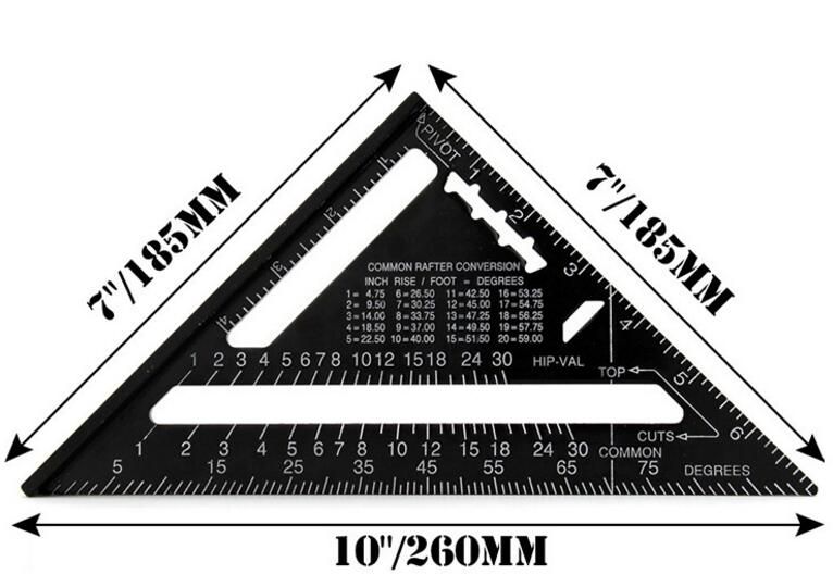 مثلث حاكم أداة قياس دليل تصميم سبائك الألومنيوم الأسود ساحة البناء