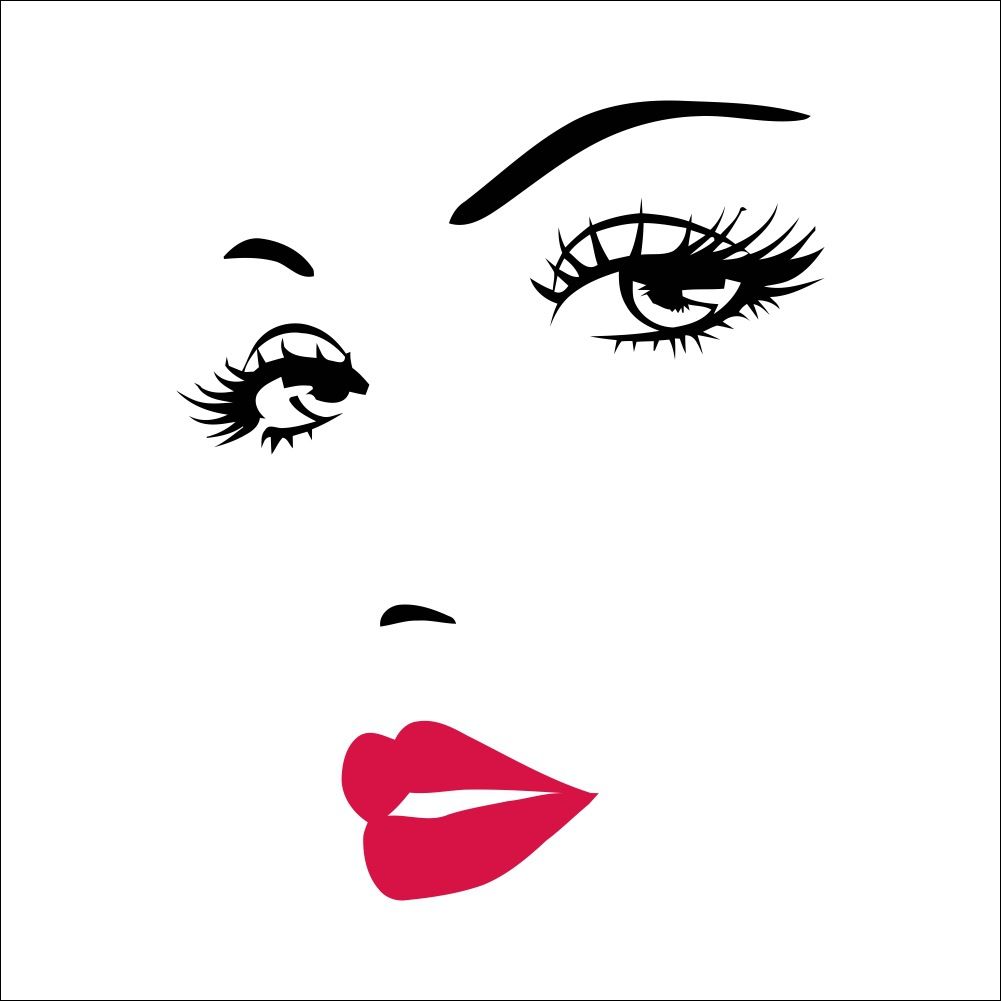 DIY Girls Eyelashes Eye Wall Decal And Red Lips Wall Sticker For Beauty