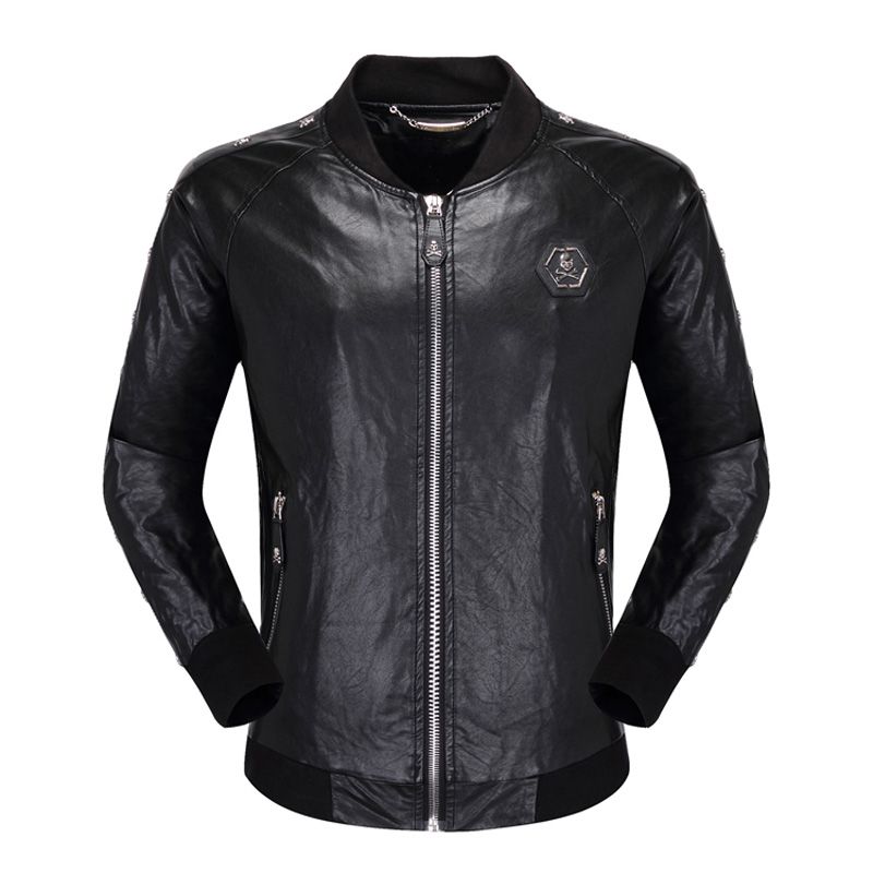 Trend Men Locomotive Coat Leisure Leather Jackets Zipper Photo Color Men Natural Fur Coat Best Mens Faux Leather Tops