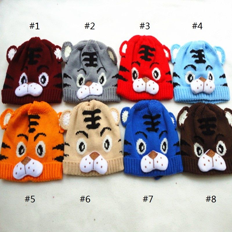2020 Lovely Baby Tiger Hat Children'S Warm Soft Hats Baby Tiger Crochet