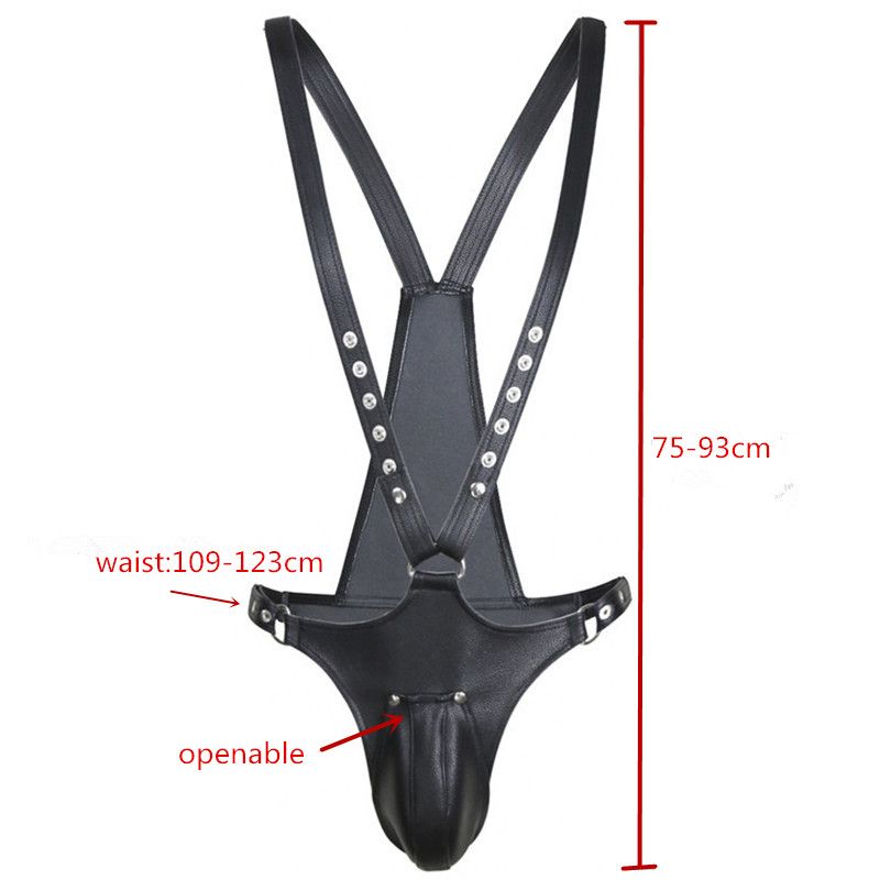 New Leather Man Erotic Sexy Lingerie Fetish Bondage Bodysuit Gays Underwear  Jockstrap Penis Pouch Underwear Porn Sex Costume