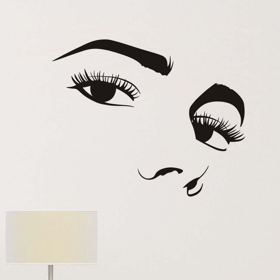Hot Eyes y Girl Wall Decal Stickers Eyelashes Makeup Removable Self Adhesive Wallpaper Vinyl Art Design Home Decoration Childrens Wall Stickers