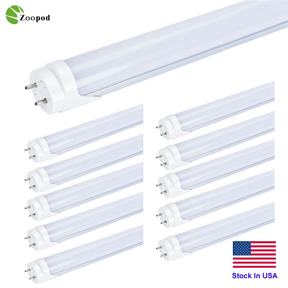 Zoopod 9W 2ft 6000K Bright White 110V T8 LED Tube Bulb Light Both End