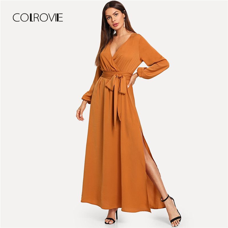 orange wrap maxi dress