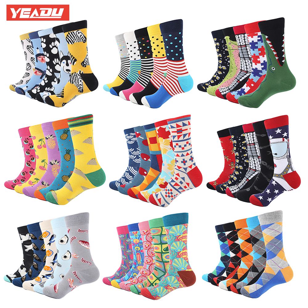 YEADU Colorful Funny Socks Mens Coon Novelty Painting Popular Harajuku