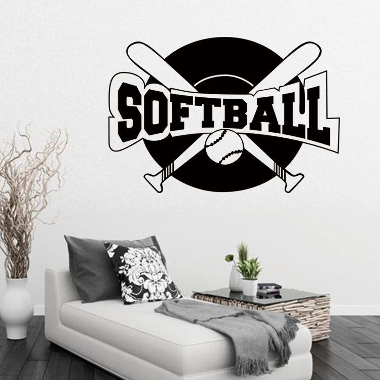 Large Softball Wall Decals Pvc Sports Sticker Murals For Living Room And Playroom Decoration