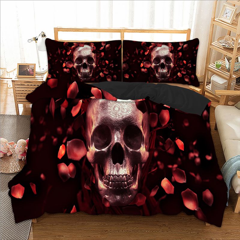 Skull Bed Linen Set Usa Twin Full Queen King Au Single Super Skull Bed Linen Set Usa Twin Full Queen King Au Single Super Bedding Petal Duvet Cover Pillow Cases 3d Quilt Quality Velvet