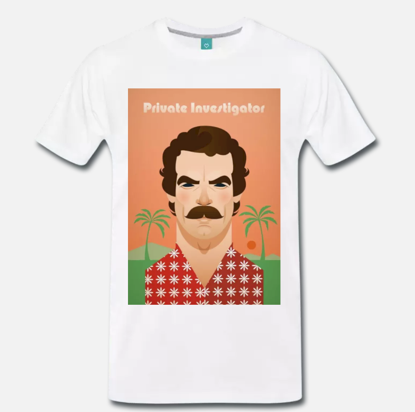 T Shirt Maglia Magnum Pi Tom Selleck Telefilm Serie Tv Cult Anni