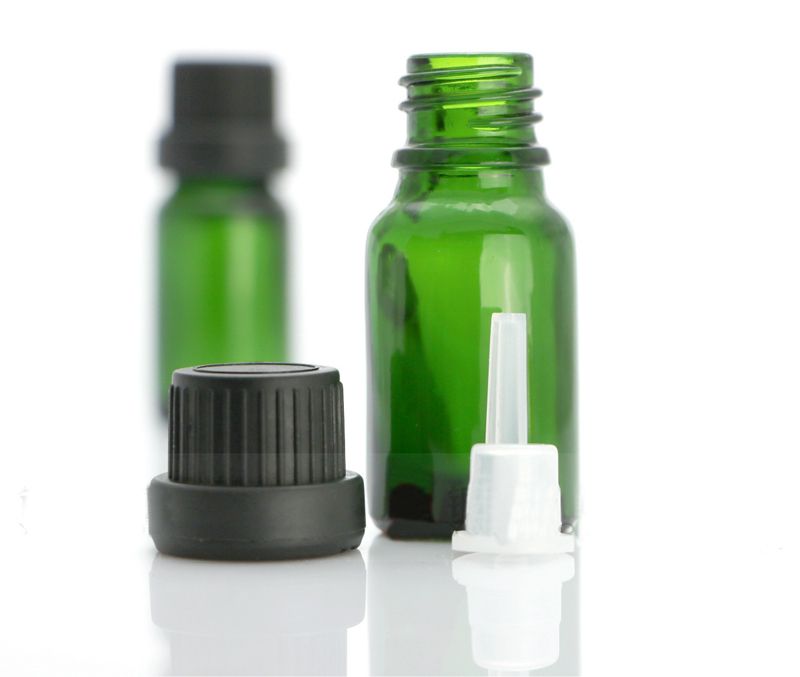 Wholesale Essential Oil Green 10ml Glass Bottle Vial With Black Screw