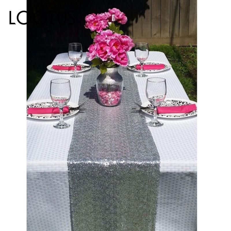 Romantic 30x275cm Sequin Chair Bow Table Runner Wedding Anniversary Party