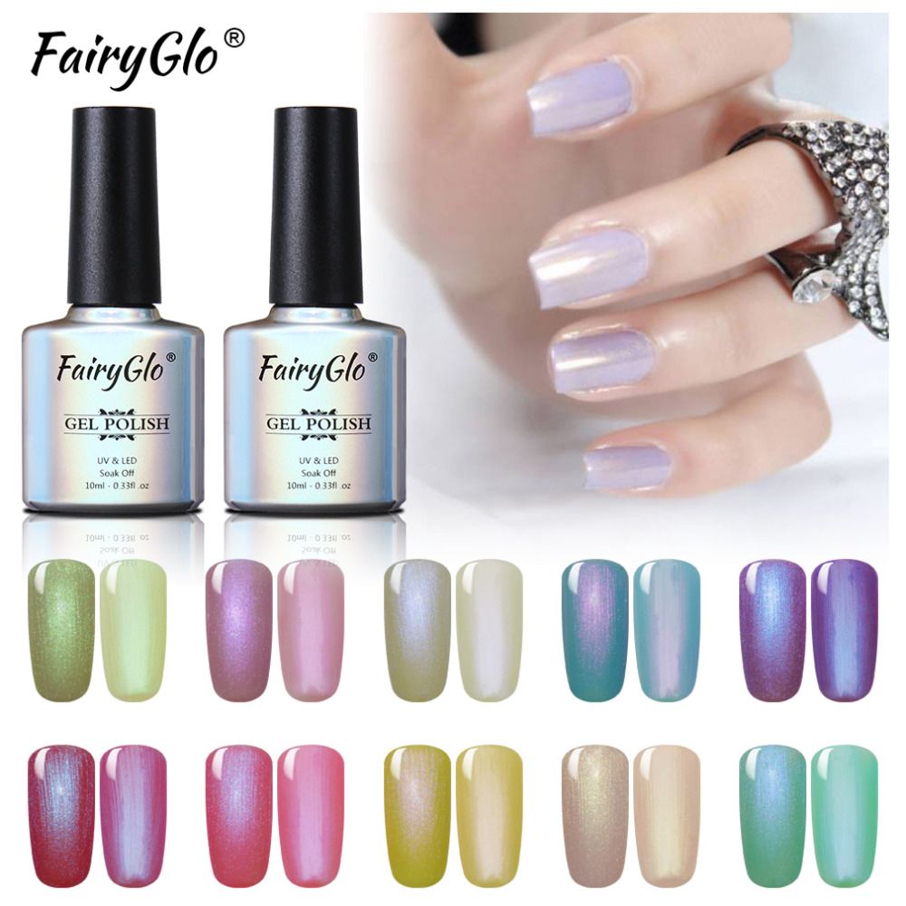 Fairyglo 10ml Pearl Gel Polish Shell Uv Gel Nail Polish Glitter Top