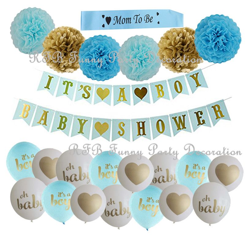 2019 Baby Shower Decorations Pink Blue Amp Gold Party Banner