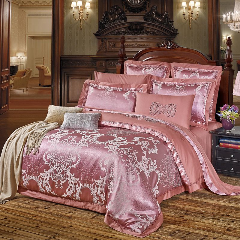 2018 European Pale Mauve Bedding Set Silk Cotton Blend Bedlinens