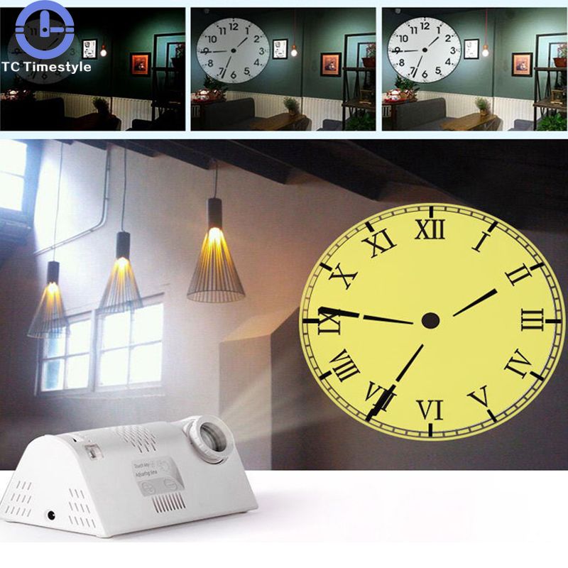 Hot Circular Projection Modern Wall Clock Rome Arabia Digital Needle With Backlight Luminova Mechanical Plastic