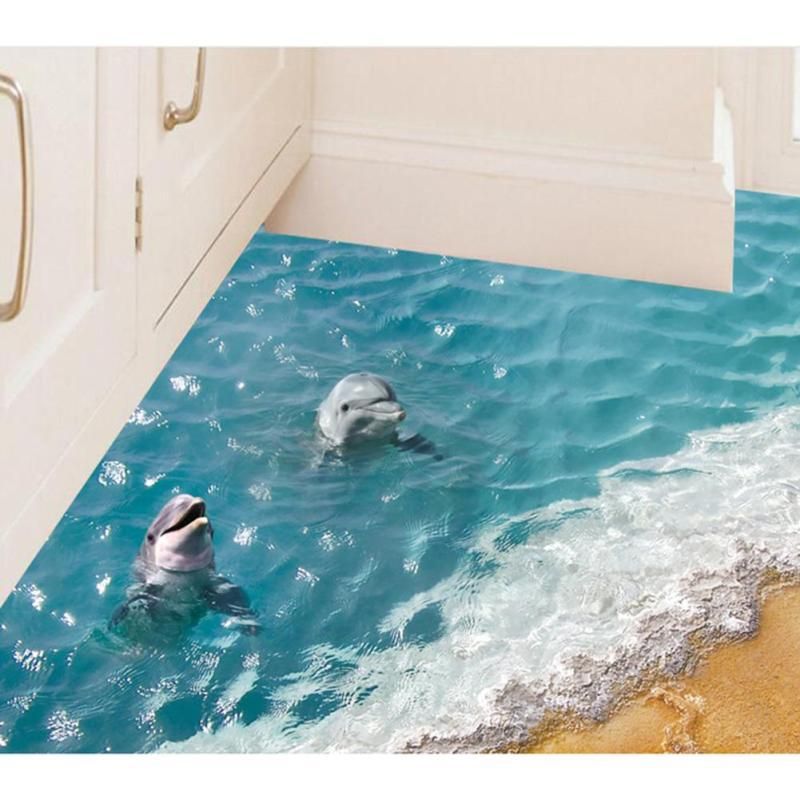 60 90cm Cute 3d Dolphin Floor Stickers Waterproof Bathroom Starfish 60 90cm Cute 3d Dolphin Floor Stickers Waterproof Bathroom Starfish Wall Sticker Tiles For Kids Room Gift 3 Decor Designs Decals