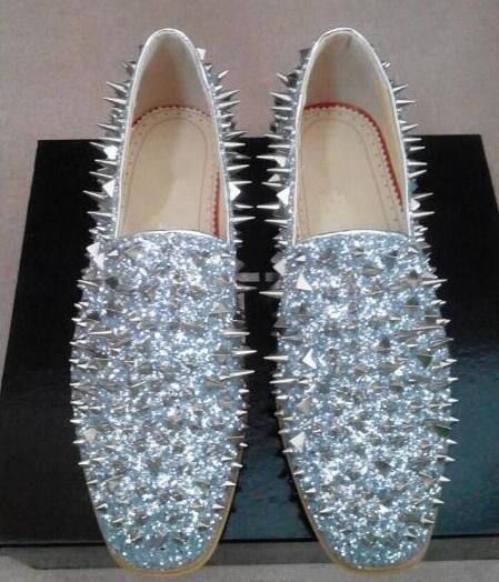 silver prom shoes men