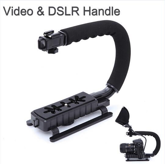 u c shape flash bracket holder video handle handheld stabilizer grip flash handle