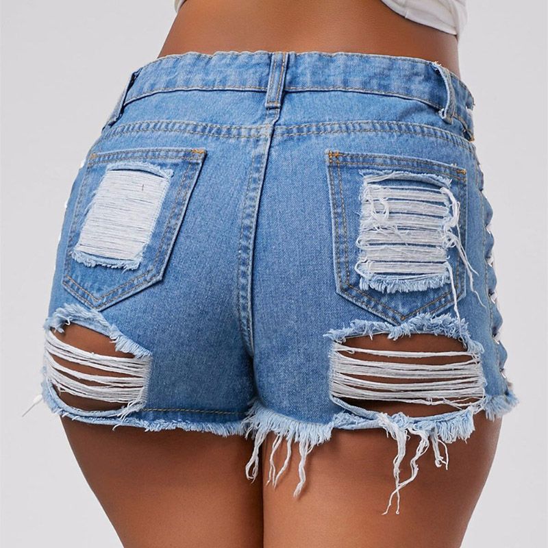 short jeans curto rasgado feminino