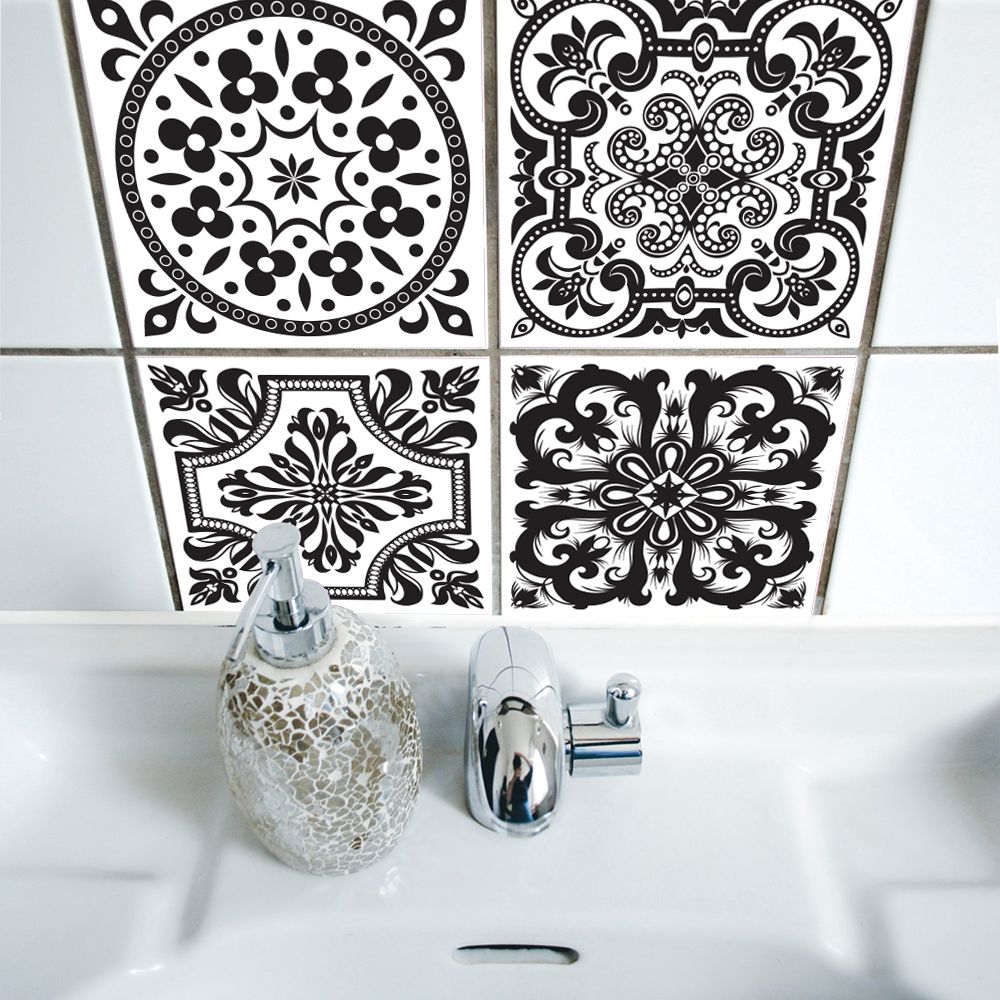 Funlife Badezimmer Wand Schwarz und Weiß Muster Fliesenaufkleber Abziehbilder Home Küche Dekoration Wasserdichte Tapete Wandkunst TS018 Funlife Badezimmer Wand Schwarz und Weiß Muster Fliesenaufkleber Abziehbilder Home Küche Dekoration Wasserdichte Tapete Wandkunst TS018