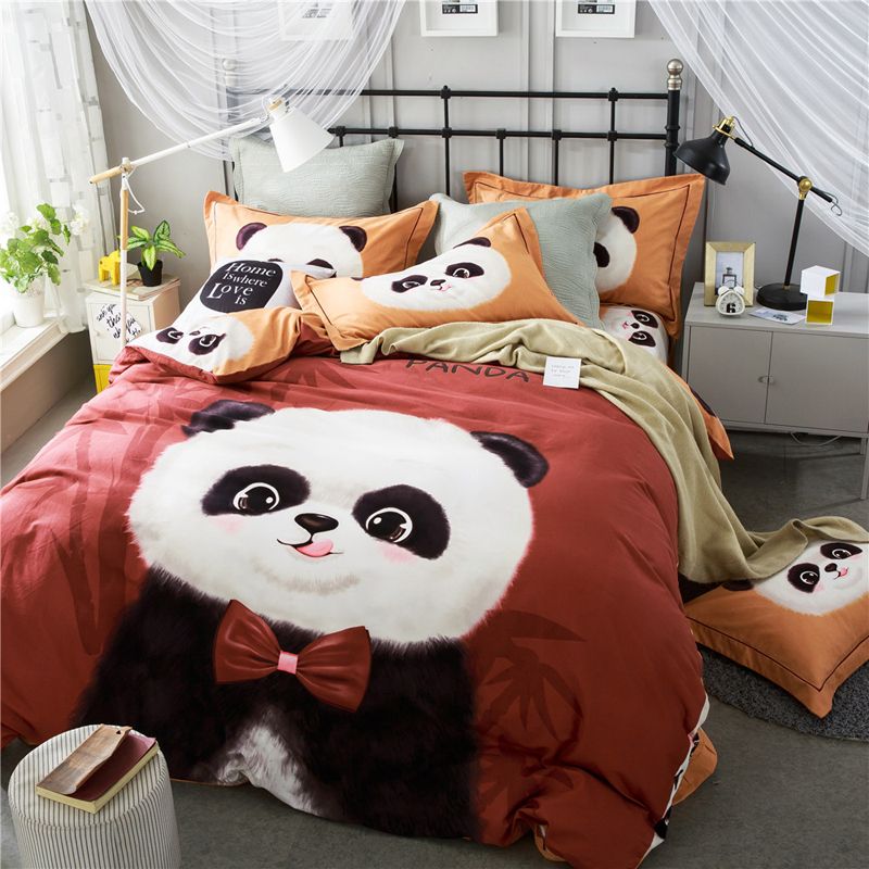 Svetanya Sanding Cotton Sheet Pillowcases Duvet Cover Sets Queen Svetanya Sanding Cotton Sheet Pillowcases Duvet Cover Sets Queen Europe King Size Bedding Set Bedlinen Cartoon Panda Printed Flannel
