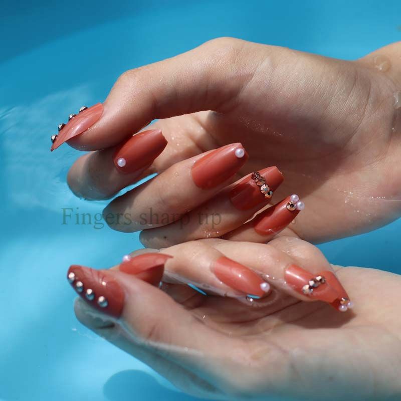Solid Color Hot New Design Beautiful Delicate Square Head Hand Made Solid Color Hot New Design Beautiful Delicate Square Head Hand Made Candy Fake Nails Dark Orange W05 Fake Toenails Gel Nail Extensions From Rootless, ... - Solid Color Hot New Design Beautiful Delicate Square Head Hand Made