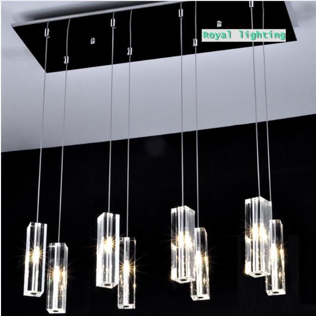 Svitz Large Dining Room Led Crystal Pendant Lamps 8 Lights Big Block Simple Light Kitchen Hanging