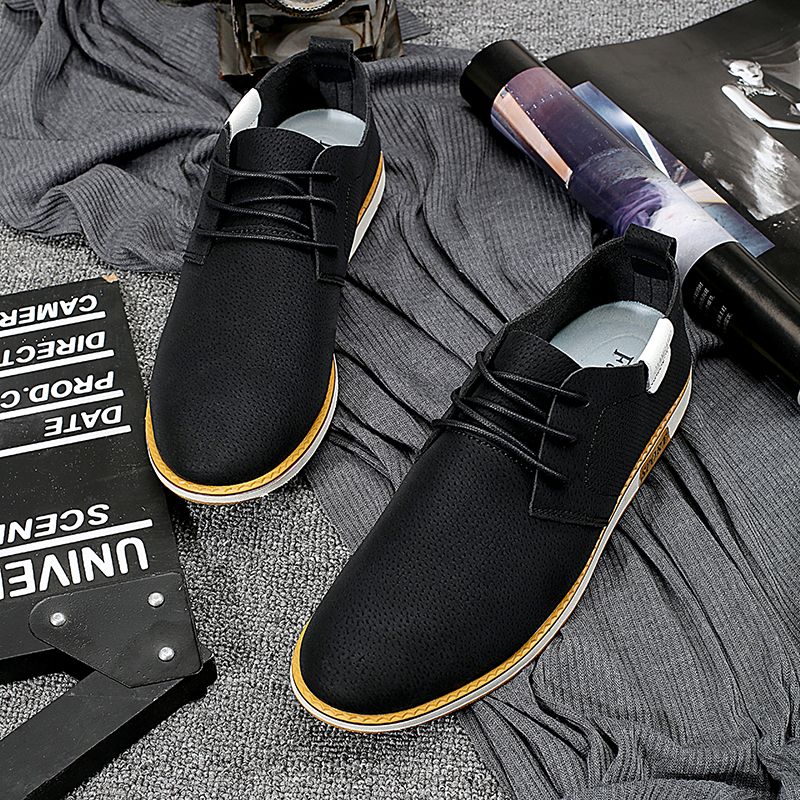 Men Flat Casual Hommes Orange Automne Up Élégant Printemps Confortable Lace Chaussures Homme Noir Mode VpzUMqS